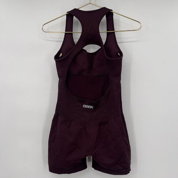 Bodied by B. Rachel Seamless Ribbed Workout Romper — Burgundy, Size Large - Picture 4 of 9